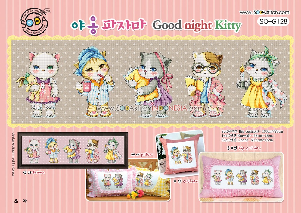 Sodastitch Indonesia SO-G128 - Pola Sodastitch - Good Night Kitty