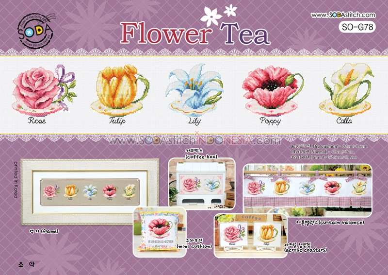 Sodastitch Indonesia SO-G78 - Pola Sodastitch - Flower Tea