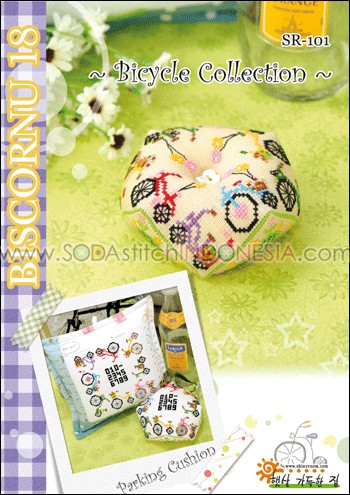 Sodastitch Indonesia SR-P101 - Pola Shiny Room - D.I.Y. Biscornu 18 : Bicycle Collection